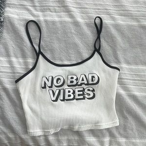 No Bad Vibes graphic crop top